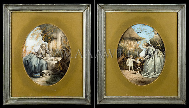 Pair of Constructed & Cut Lithographs
Emile Pierre Desmaisons
French
19th Century, entire view